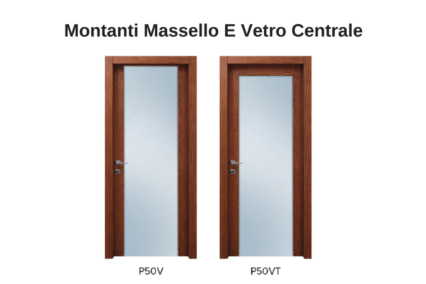 Montanti massello e vetro centrale modelli porte flessya