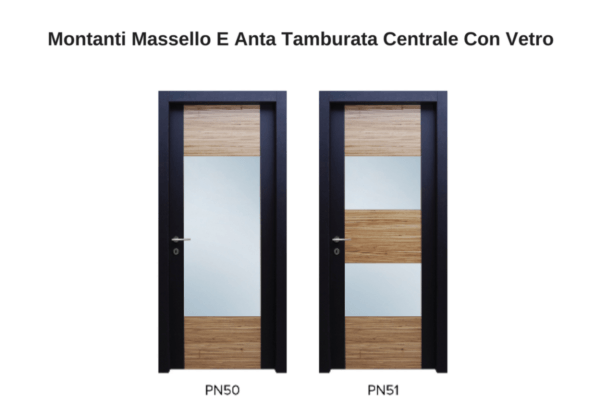 montanti massello anta tamburata con vetro modelli porte flessya
